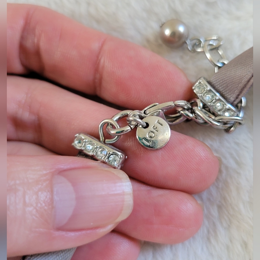 LOFT | Long Silver Tone Crystal Faux Pearl Layered Statement Necklace - Picture 4 of 13